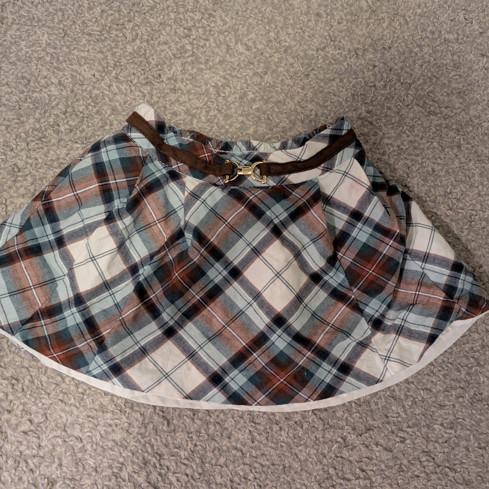 3 For $18 Janie and Jack Plaid Skirt with Belt - Blue, Brown, White